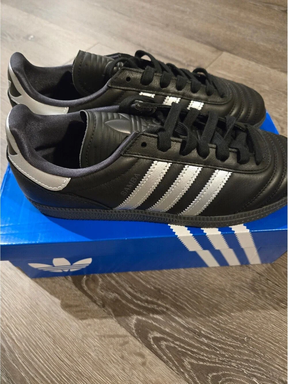 adidas Samba JP Black Silver Gum HQ9241 Men's Size 8.5 NIB